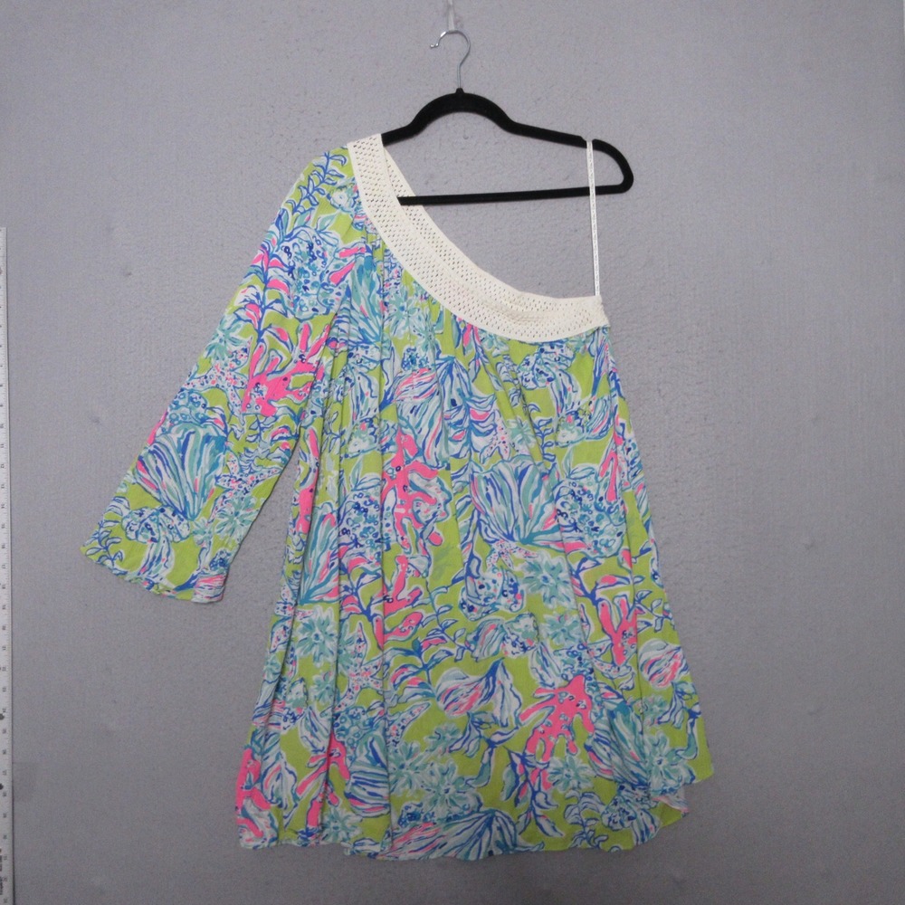 Lilly Pulitzer Dress Shealyn Coverup‎ One Shoulder Crochet Beach Colorful Resort